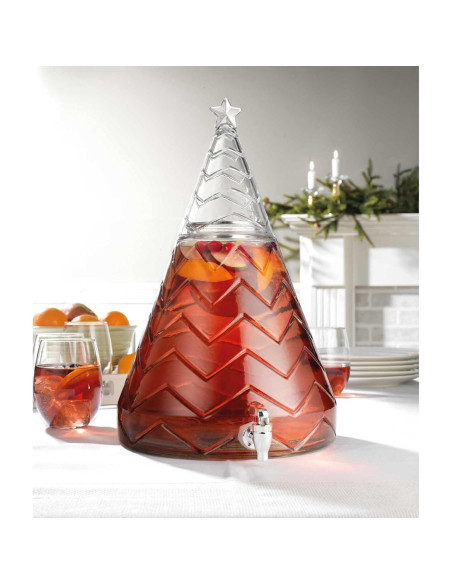 Dispensador de Bebidas de Vidrio MosJos 10.4L Árbol de Navidad