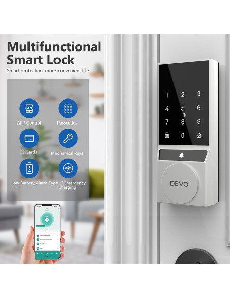 Cerradura Inteligente Devo G4 Bluetooth con Teclado Táctil