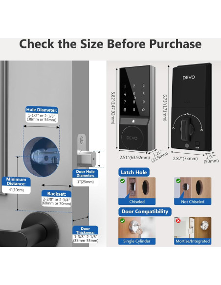 Cerradura Inteligente Devo G4 Bluetooth con Teclado Táctil