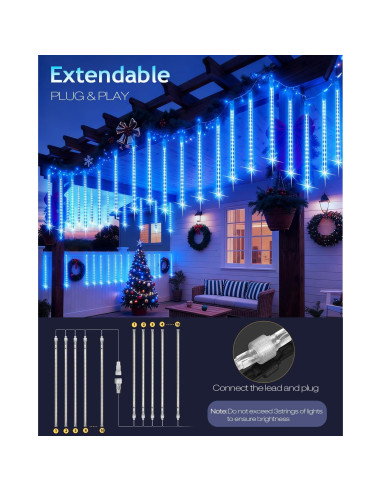 Luces de Navidad para Exterior PEMOTech 16 Tubos 40 cm Azul