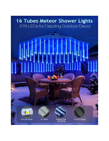 Luces de Navidad para Exterior PEMOTech 16 Tubos 40 cm Azul