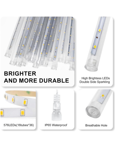 Luces de Navidad para Exterior PEMOTech 16 Tubos 40 cm Azul