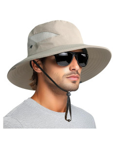 Sombrero de Sol PFFY Unisex Ala Ancha UPF 50+ Beige
