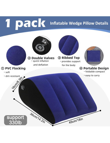 Almohada Wedge Inflable Prosixtoy Azul para Elevación de Piernas