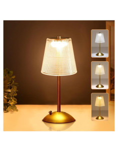 Lámpara de Escritorio Portátil HPUFKOT Dorada LED Táctil 3 Colores