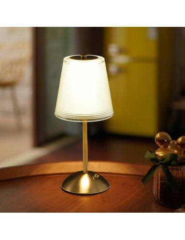 Lámpara de Escritorio Portátil HPUFKOT Dorada LED Táctil 3 Colores