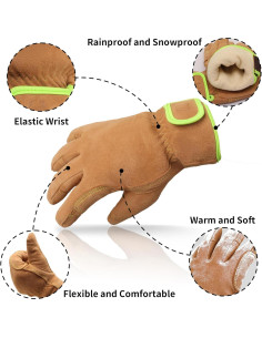 Guantes de Trabajo K-Koying de Cuero Aislados para Invierno 2