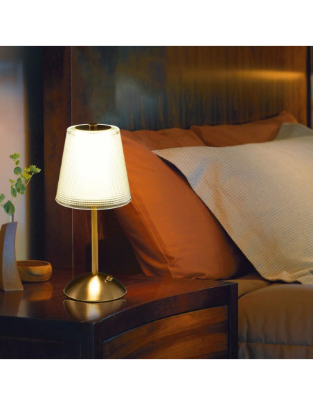 Lámpara de Escritorio Portátil HPUFKOT Dorada LED Táctil 3 Colores