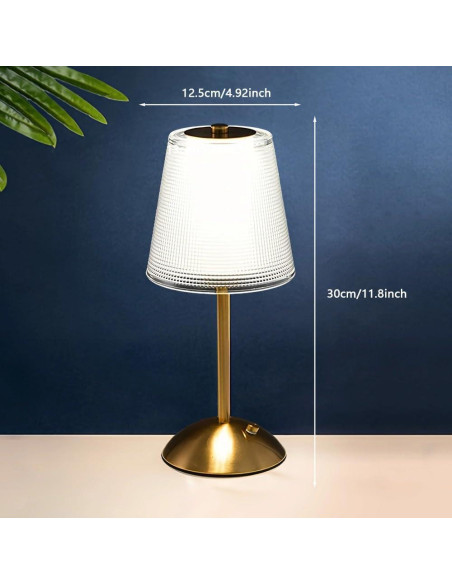 Lámpara de Escritorio Portátil HPUFKOT Dorada LED Táctil 3 Colores