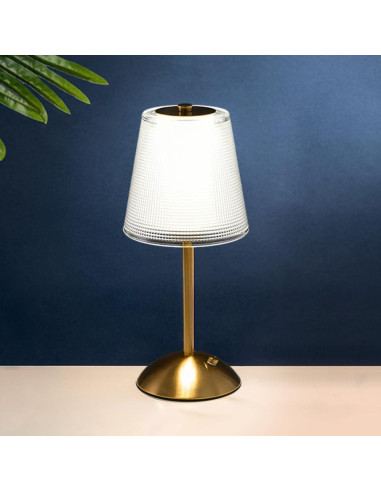 Lámpara de Escritorio Portátil HPUFKOT Dorada LED Táctil 3 Colores