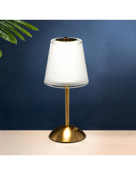 Lámpara de Escritorio Portátil HPUFKOT Dorada LED Táctil 3 Colores