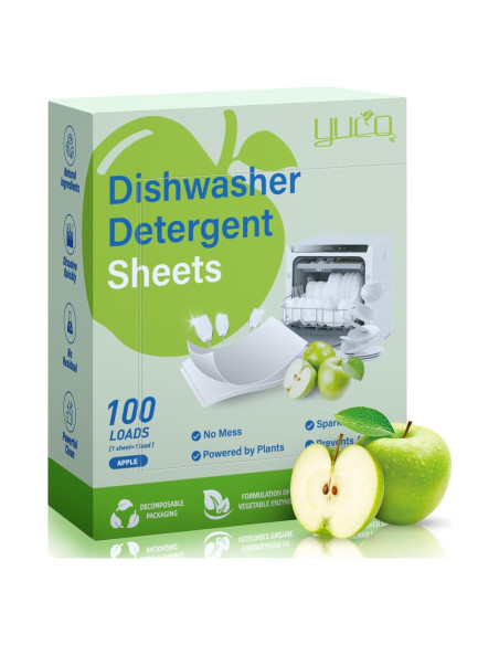 Hojas de detergente para lavavajillas YUCO 100 cargas Manzana