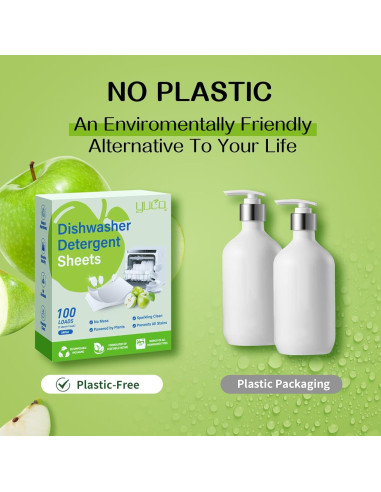 Hojas de detergente para lavavajillas YUCO 100 cargas Manzana