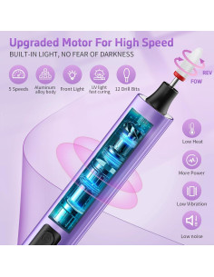 Lijadora de Uñas Eléctrica Inalámbrica YLYYCC con Lámpara UV 2