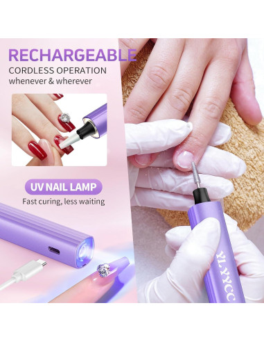 Lijadora de Uñas Eléctrica Inalámbrica YLYYCC con Lámpara UV