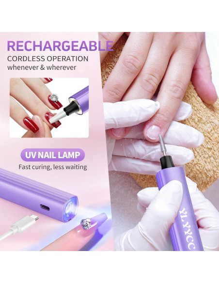 Lijadora de Uñas Eléctrica Inalámbrica YLYYCC con Lámpara UV