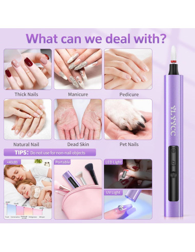 Lijadora de Uñas Eléctrica Inalámbrica YLYYCC con Lámpara UV