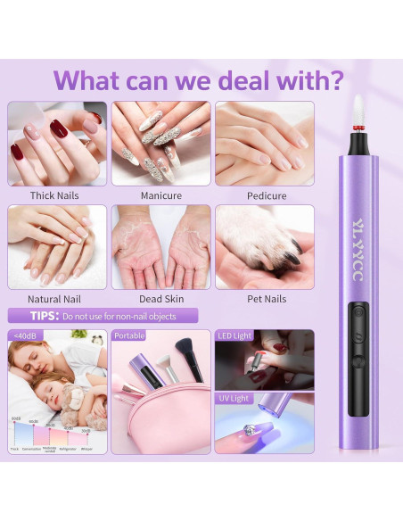 Lijadora de Uñas Eléctrica Inalámbrica YLYYCC con Lámpara UV