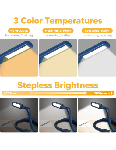 Luz de lectura LED EastPin recargable azul 19x13cm