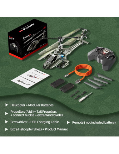 Helicóptero RC XIKOTEC XK1 Verde 3.5 Canales con Giroscopio