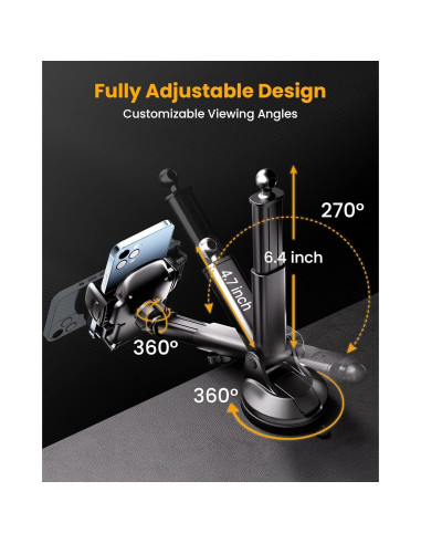 Soporte para Teléfono de Coche AMADAW 3-en-1 Ajustable Gris