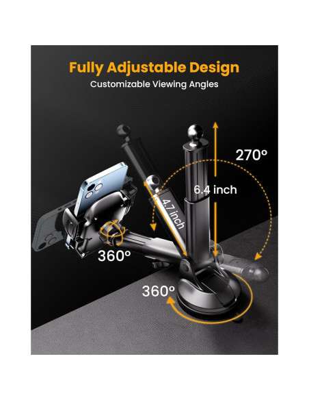 Soporte para Teléfono de Coche AMADAW 3-en-1 Ajustable Gris