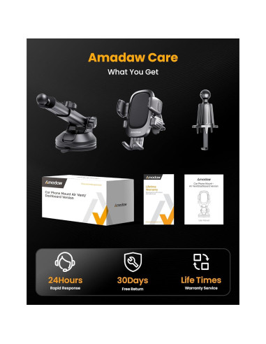 Soporte para Teléfono de Coche AMADAW 3-en-1 Ajustable Gris