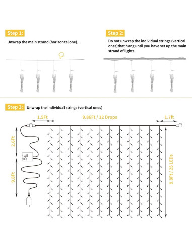 Luces de Cuerda LED Brightown 300 Multicolor 3m con Control Remoto