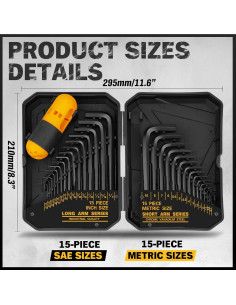 Conjunto de Llaves Hexagonales ELEAD 31 Piezas Acero 0.7-10mm 2