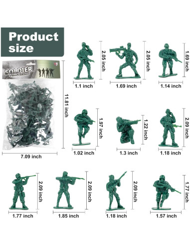 Figuras de Acción Soldados de Plástico Wankko 100 Unidades Verde