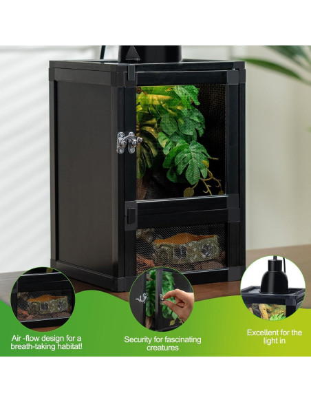Terrario para Reptiles ToxiRium 20x20x30 cm, Jaula Ventilada