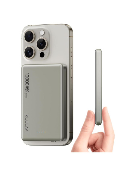 Batería Portátil Inalámbrica Kuulaa 10000mAh MagSafe Titanio