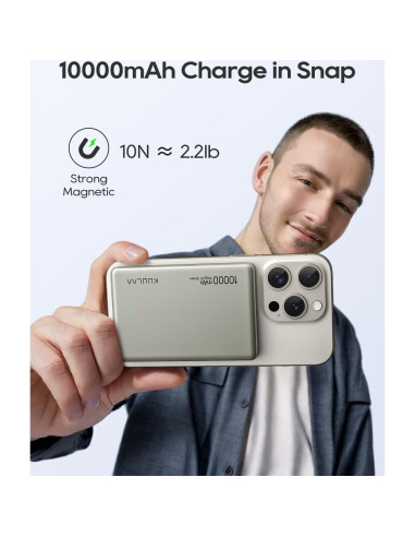 Batería Portátil Inalámbrica Kuulaa 10000mAh MagSafe Titanio