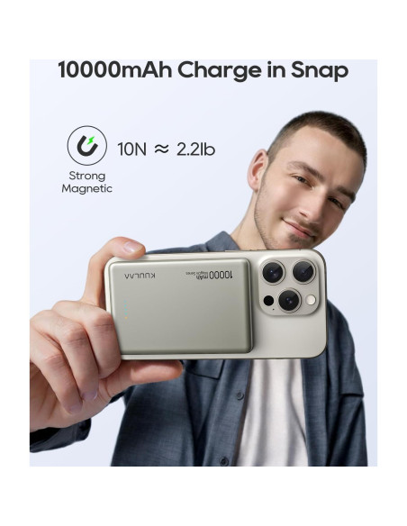 Batería Portátil Inalámbrica Kuulaa 10000mAh MagSafe Titanio
