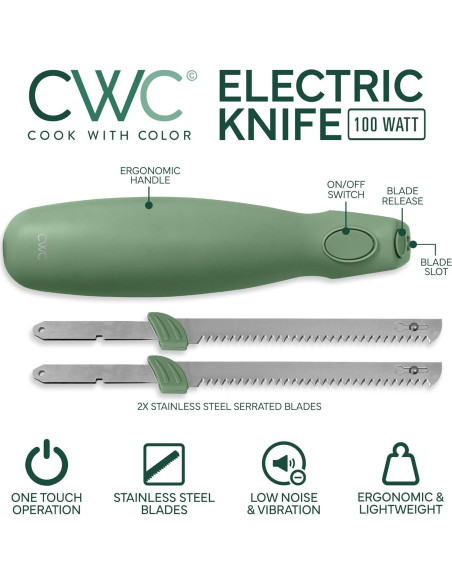 Cuchillo Eléctrico COOK WITH COLOR 100W Duales Cuchillas Inox