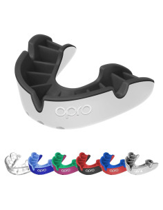 Protector Bucal Deportivo OPRO Nivel Plata Juvenil Blanco/Negro