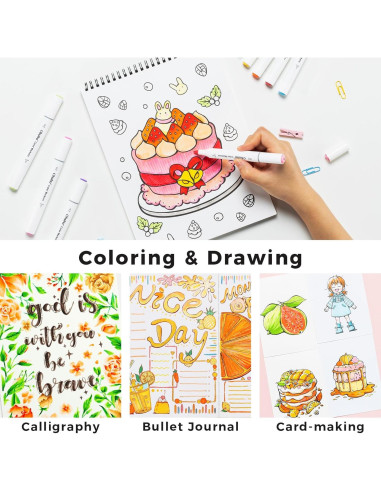 Marcadores Ohuhu 60 Colores a Base de Agua Doble Punta