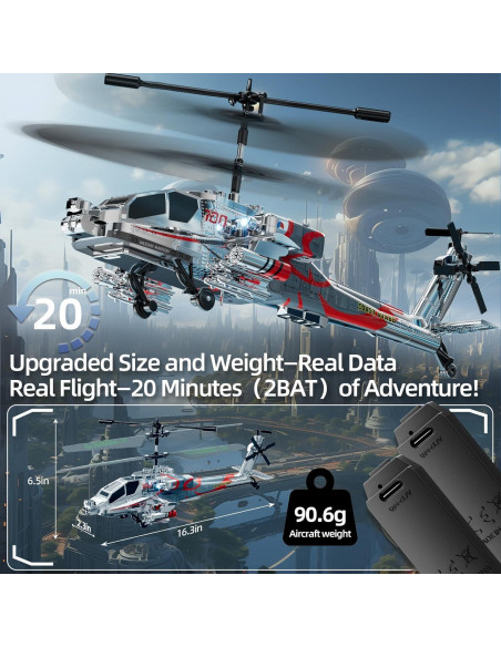 Helicóptero RC XIKOTEC XK1 Plateado 27.4x9.1cm 2.4GHz