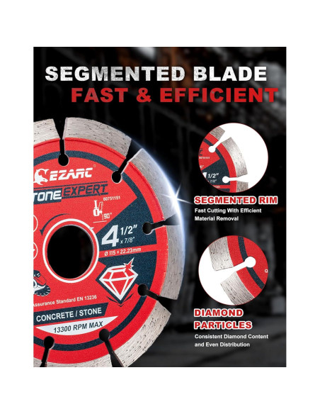 Hojas de sierra de diamante EZARC 4.5" para amoladora - 3PCS