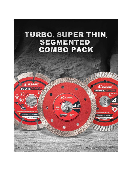Hojas de sierra de diamante EZARC 4.5" para amoladora - 3PCS