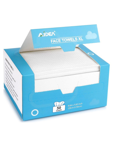 Toallas Faciales Desechables AIDEA XL 50Ct 25x30cm Piel Sensible