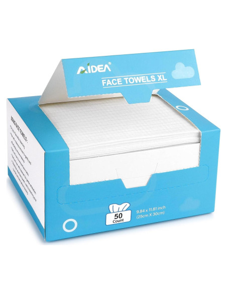 Toallas Faciales Desechables AIDEA XL 50Ct 25x30cm Piel Sensible