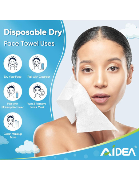 Toallas Faciales Desechables AIDEA XL 50Ct 25x30cm Piel Sensible