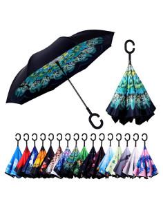 Paraguas Invertido Wxjiahetai 124 cm Doble Capa Resistente al Viento