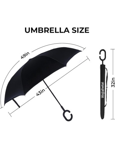 Paraguas Invertido Wxjiahetai 124 cm Doble Capa Resistente al Viento