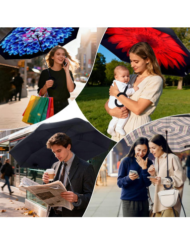 Paraguas Invertido Wxjiahetai 124 cm Doble Capa Resistente al Viento