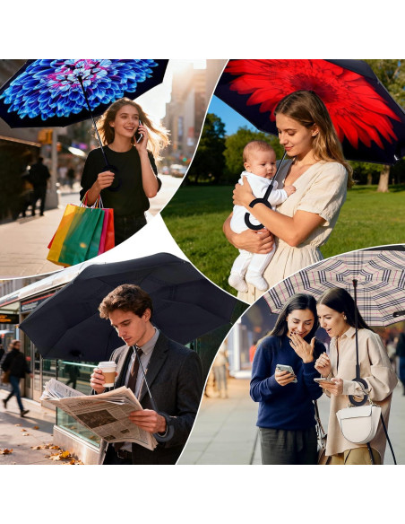 Paraguas Invertido Wxjiahetai 124 cm Doble Capa Resistente al Viento
