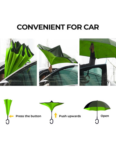 Paraguas Invertido Wxjiahetai 124 cm Doble Capa Resistente al Viento
