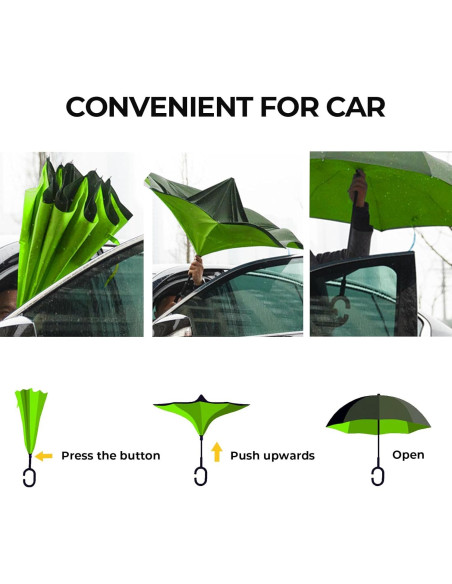 Paraguas Invertido Wxjiahetai 124 cm Doble Capa Resistente al Viento