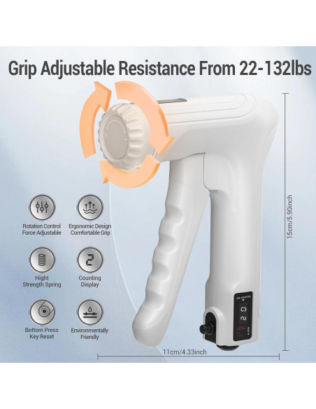 Fortalecedor de Mano YESIMET Ajustable 10-100KG con Conteo